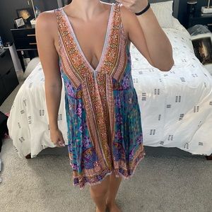 Free People Printed Shift Smock Dress Small Petite